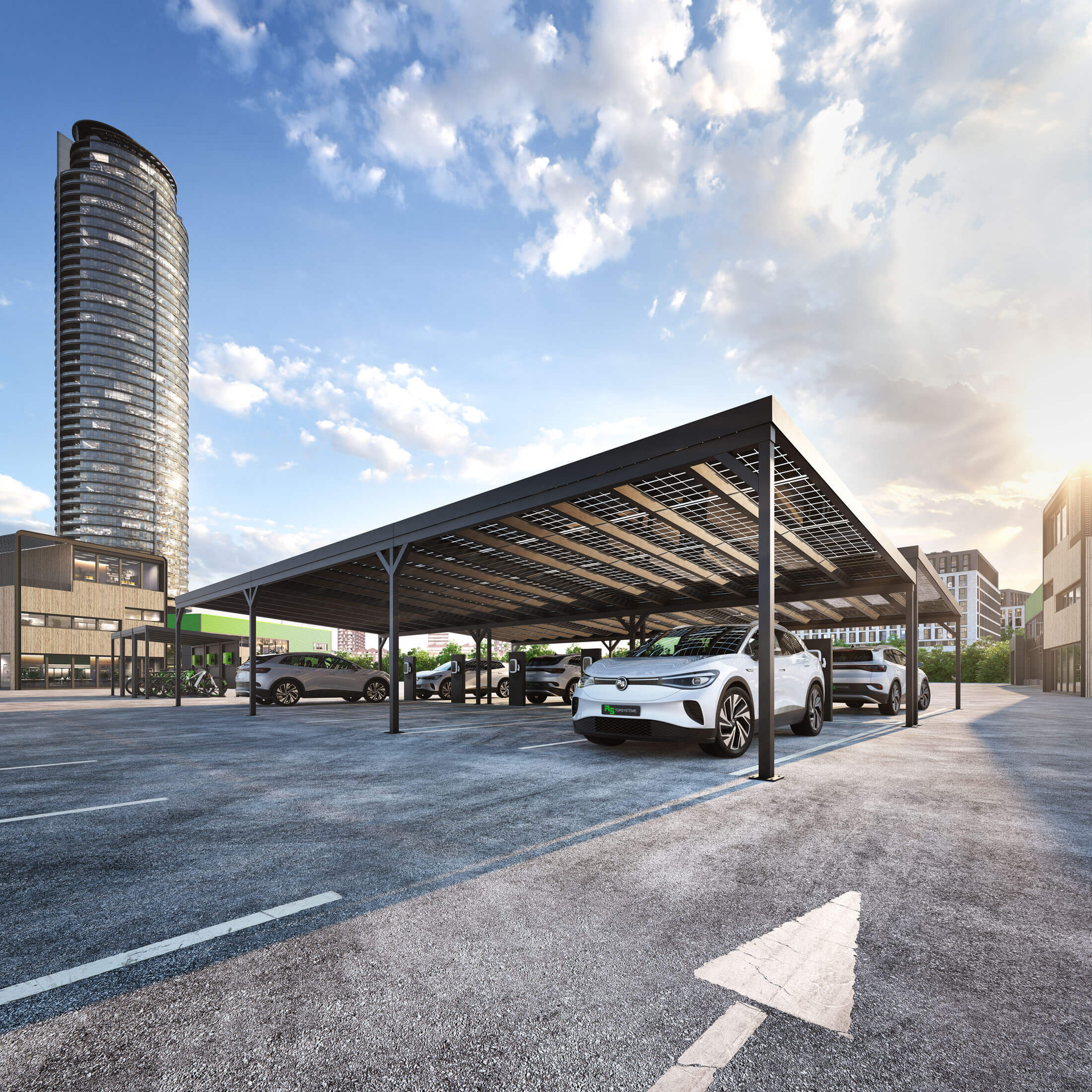 Solar Parkplatz Überdachung RS Tore